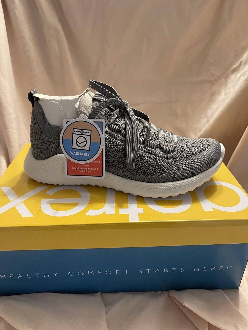 Aetrex Carly Gray Lace-up Sneaker US Size 5-5.5 AS106 CARLY Grey $129 retail